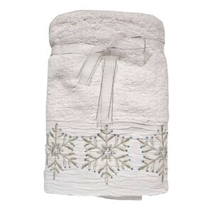 Set Of 2 Glitz + Glimmer EMBROIDERED BLUE RHINESTONE SNOWFLAKES HAND TOWELS NEW
